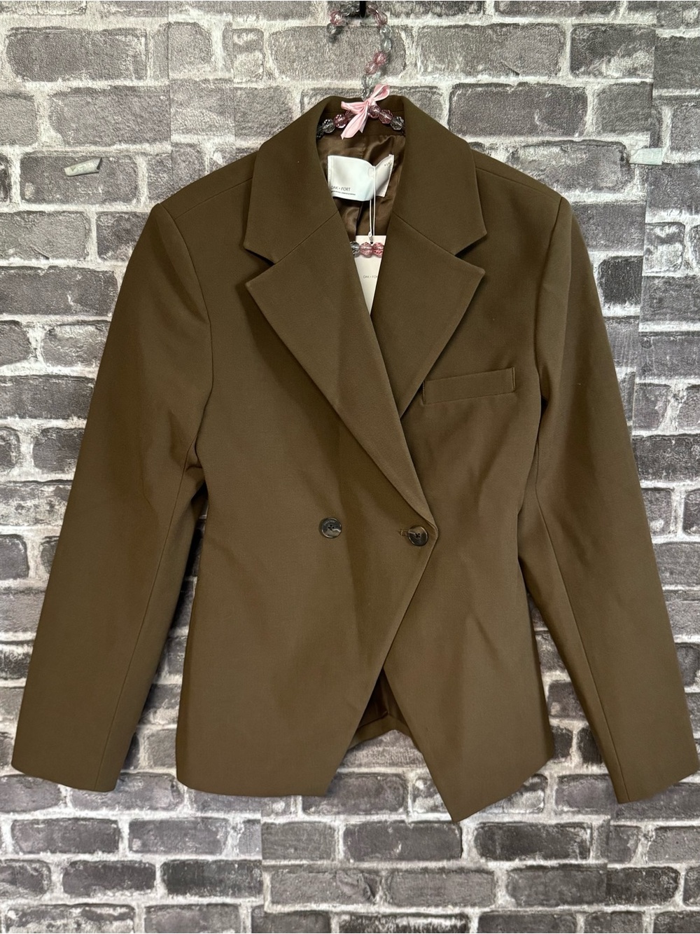 NWT Oak + Fort blazer Brown one button closure jacket
